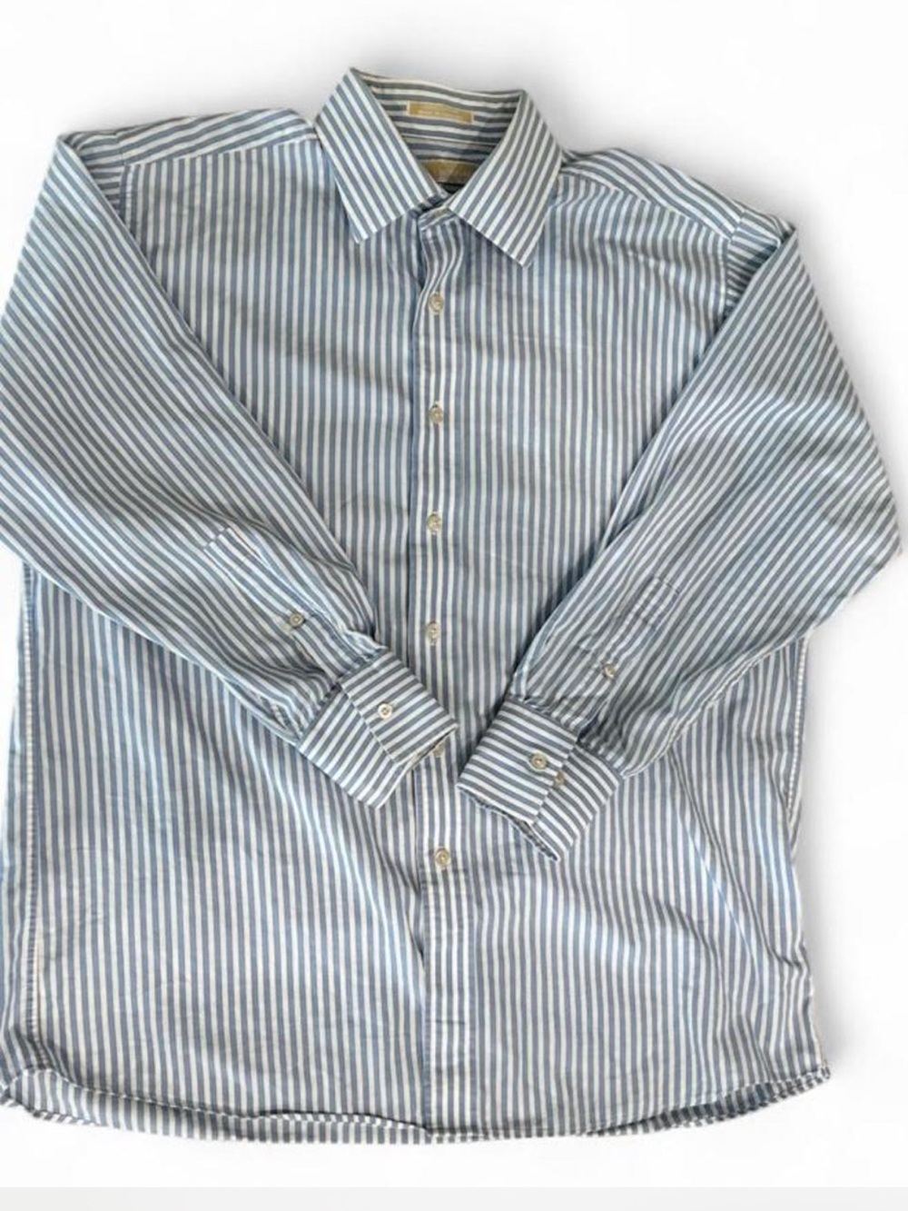 MICHAEL Michael Kors Light Blue and White Striped Dress Shirt